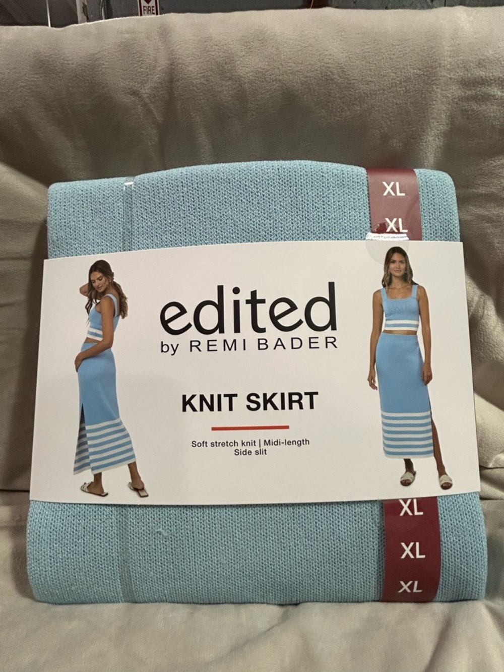 Edited by Remi Bader Light Blue Knit Midi Skirt